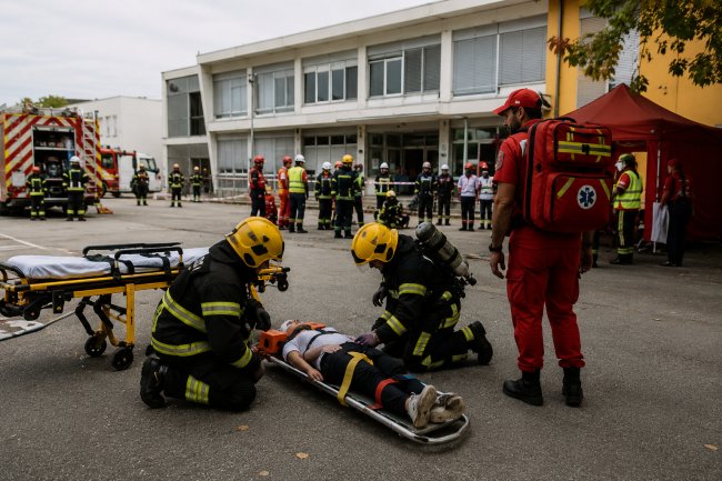 Palmela encerra Dia Municipal do Bombeiro com simulacro de sismo em escola de Pinhal&nbsp;Novo