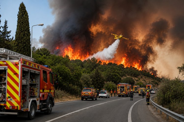 Incêndio em Setúbal corta EN10-8 e mobiliza forte dispositivo de&nbsp;combate